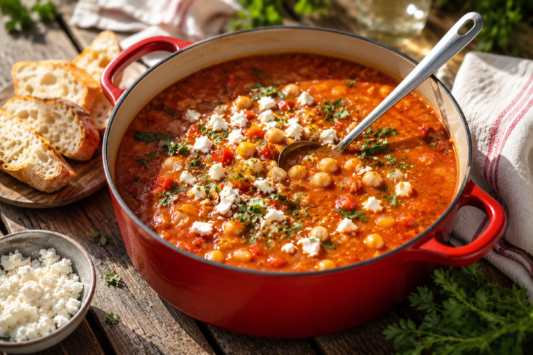 Geroosterde Tomatensoep met Kikkererwten en Witte Kaas